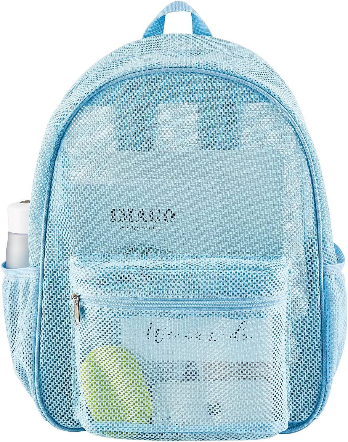 COVAX Heavy Duty Mesh Backpack, See Through College Backpack with Padded Shoulder Straps for Commuting, Swimming, Travel, Beach, Outdoor Sports (Blue) COVAX Heavy Duty Mesh Backpack, See Through College Backpack with Padded Shoulder Straps for Commuting, Swimming, Travel, Beach, Outdoor Sports (Blue)