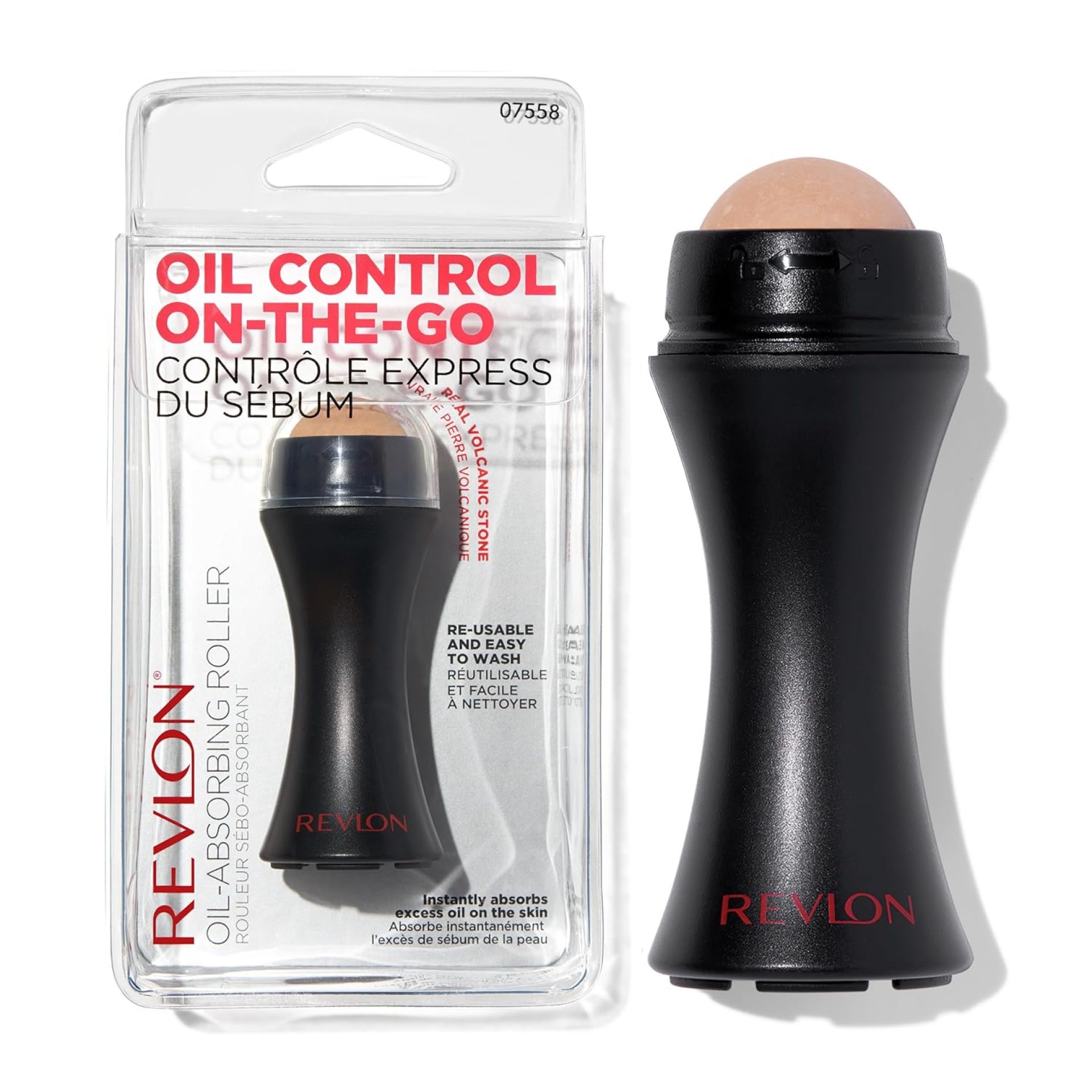 Revlon Face Roller, Oily Skin Control for Makeup, Oil Absorbing, Volcanic Reusable Facial Skincare Tool for At-Home or On-the-Go Mini Massage, 1 Count Revlon Face Roller, Oily Skin Control for Makeup, Oil Absorbing, Volcanic Reusable Facial Skincare Tool for At-Home or On-the-Go Mini Massage, 1 Count
