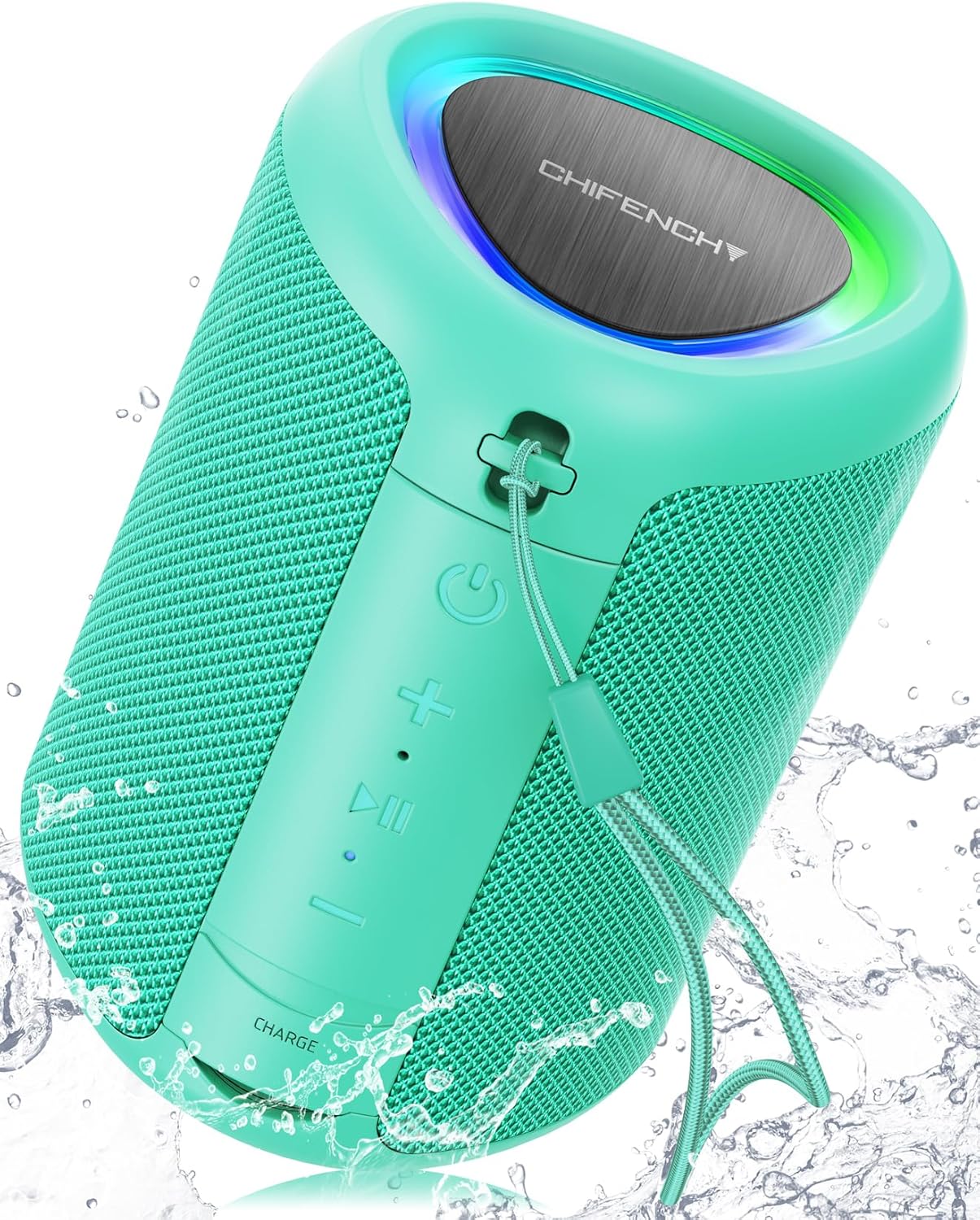 Portable Bluetooth Speaker with Lights,Powerful Crystal Clear Sound,IPX5 Waterproof,All Day Playtime,AUX&TF-Card Input,Bluetooth 5.3,TWS Paring,Small Wireless Speaker for Outdoor,Gift Ideas (Teal) Portable Bluetooth Speaker with Lights,Powerful Crystal Clear Sound,IPX5 Waterproof,All Day Playtime,AUX&TF-Card Input,Bluetooth 5.3,TWS Paring,Small Wireless Speaker for Outdoor,Gift Ideas (Teal)