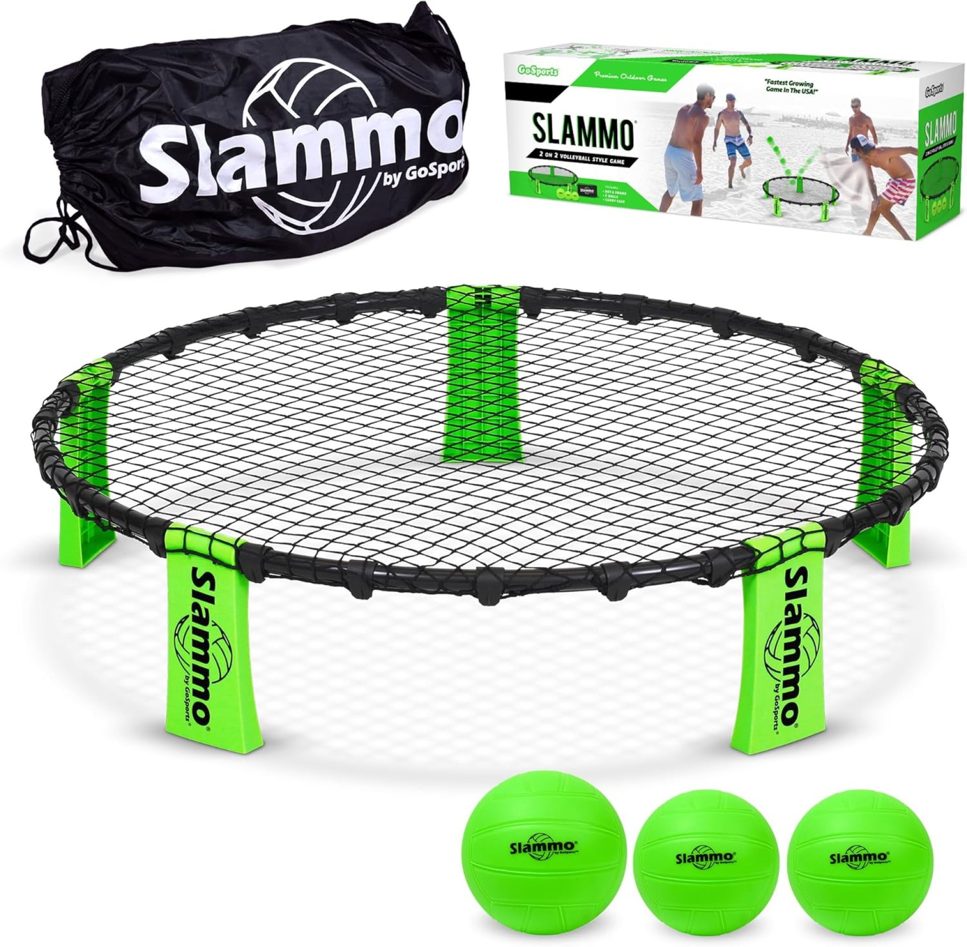 GoSports Slammo Game Set (Includes 3 Balls, Carrying Case and Rules) – Outdoor Lawn, Beach & Tailgating Roundnet Game for Kids, Teens & Adults GoSports Slammo Game Set (Includes 3 Balls, Carrying Case and Rules) – Outdoor Lawn, Beach & Tailgating Roundnet Game for Kids, Teens & Adults