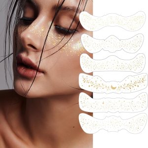 6Pcs Makeup Patches – Gold – Glitter Face...
