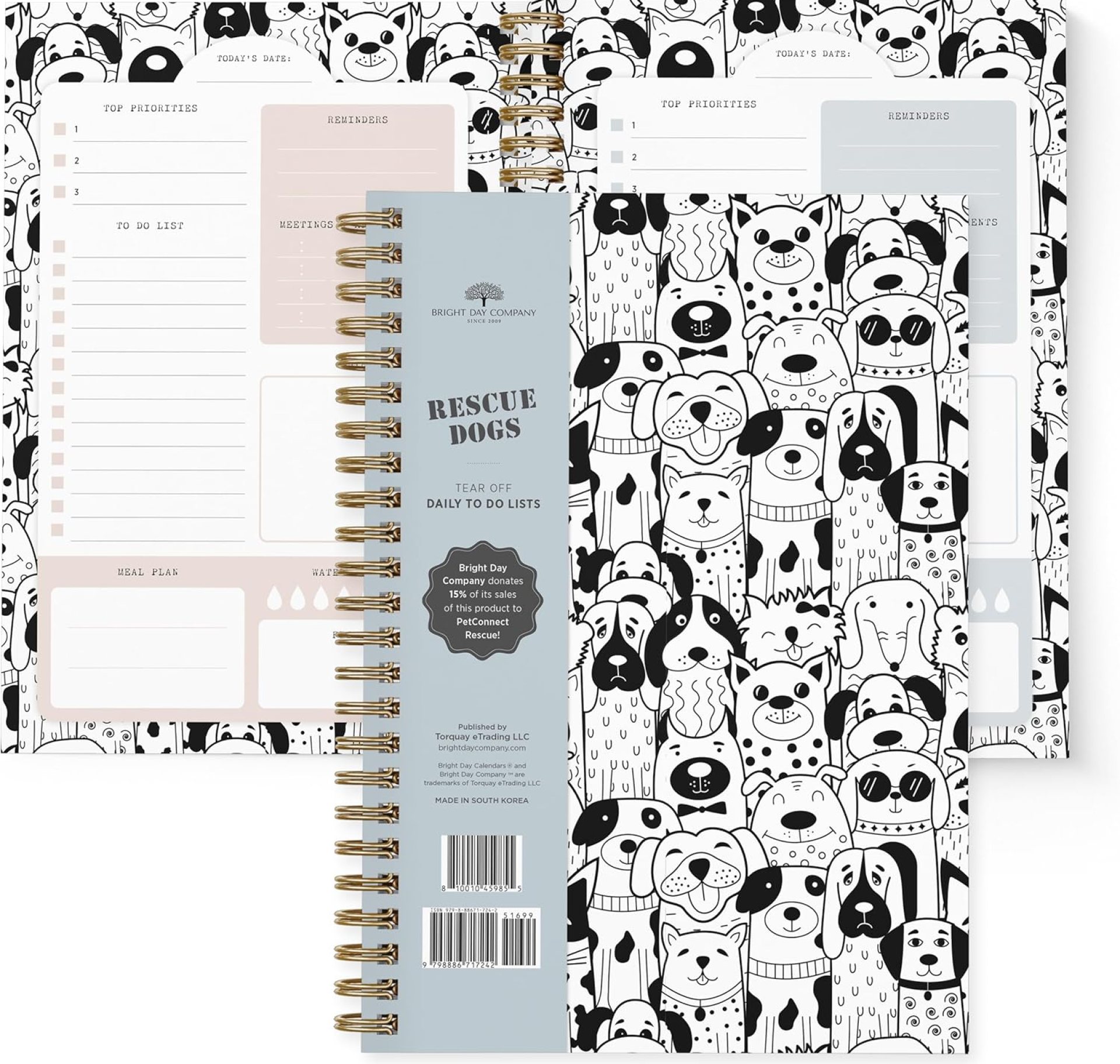 Undated to Do List by Bright Day Daily Task Checklist Daily Planner to do List Notebook Non Dated Flex Cover Spiral Organizer Habit Tracker 8.25 x 6.25, Rescue Dogs Undated to Do List by Bright Day Daily Task Checklist Daily Planner to do List Notebook Non Dated Flex Cover Spiral Organizer Habit Tracker 8.25 x 6.25, Rescue Dogs