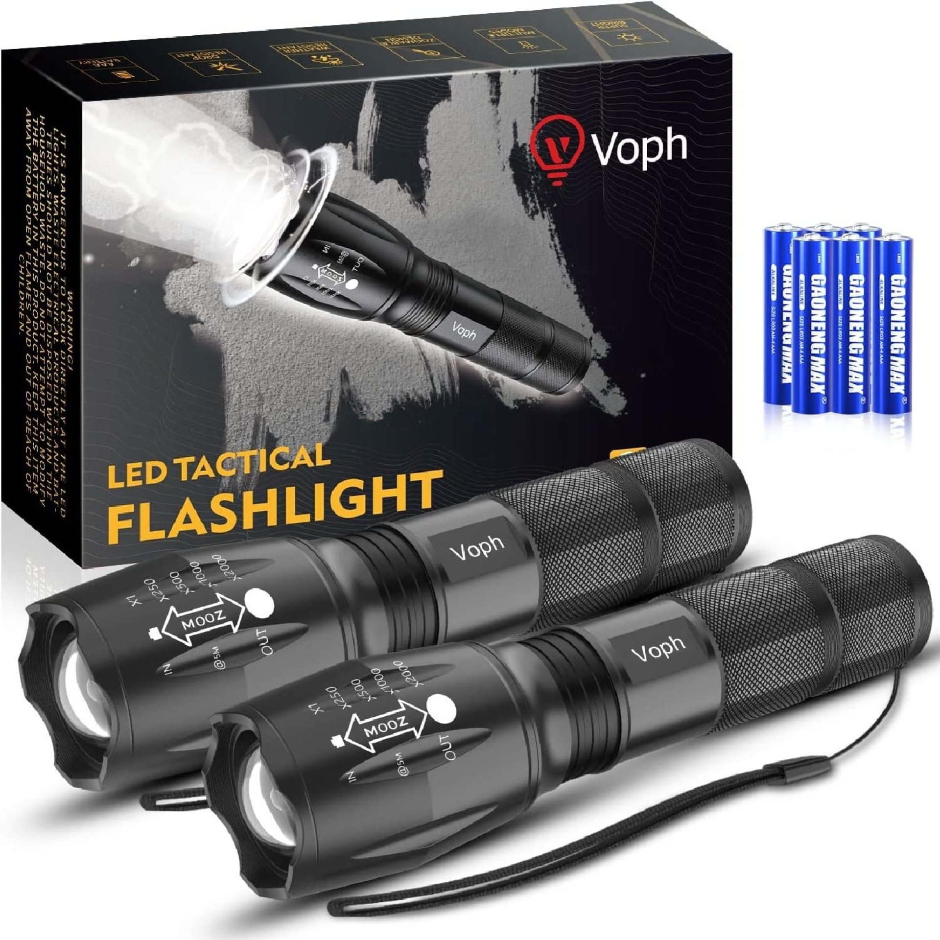 Flashlight 2 Pack, 5 Modes 2000 Lumen Tactical LED Flash Light, High Lumens Bright Waterproof Flashlights, Focus Zoomable Flash Lights for Camping, Gifts for Birthday for Men Women Adult Flashlight 2 Pack, 5 Modes 2000 Lumen Tactical LED Flash Light, High Lumens Bright Waterproof Flashlights, Focus Zoomable Flash Lights for Camping, Gifts for Birthday for Men Women Adult