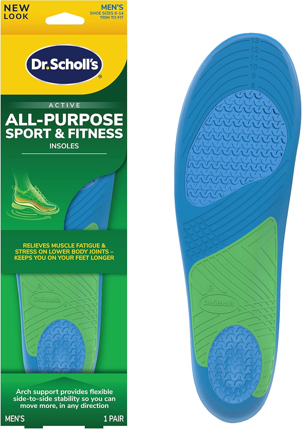 Dr. Scholl’s Sport Insoles – Superior Shock Absorption and Arch Support to Reduce Muscle Fatigue and Stress on Lower Body Joints for Men Size 8-14 Dr. Scholl’s Sport Insoles – Superior Shock Absorption and Arch Support to Reduce Muscle Fatigue and Stress on Lower Body Joints for Men Size 8-14