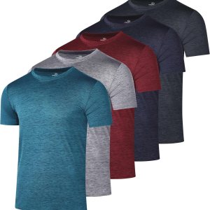 Real Essentials 5 Pack: Men’s Short Sleeve Dry Fit...