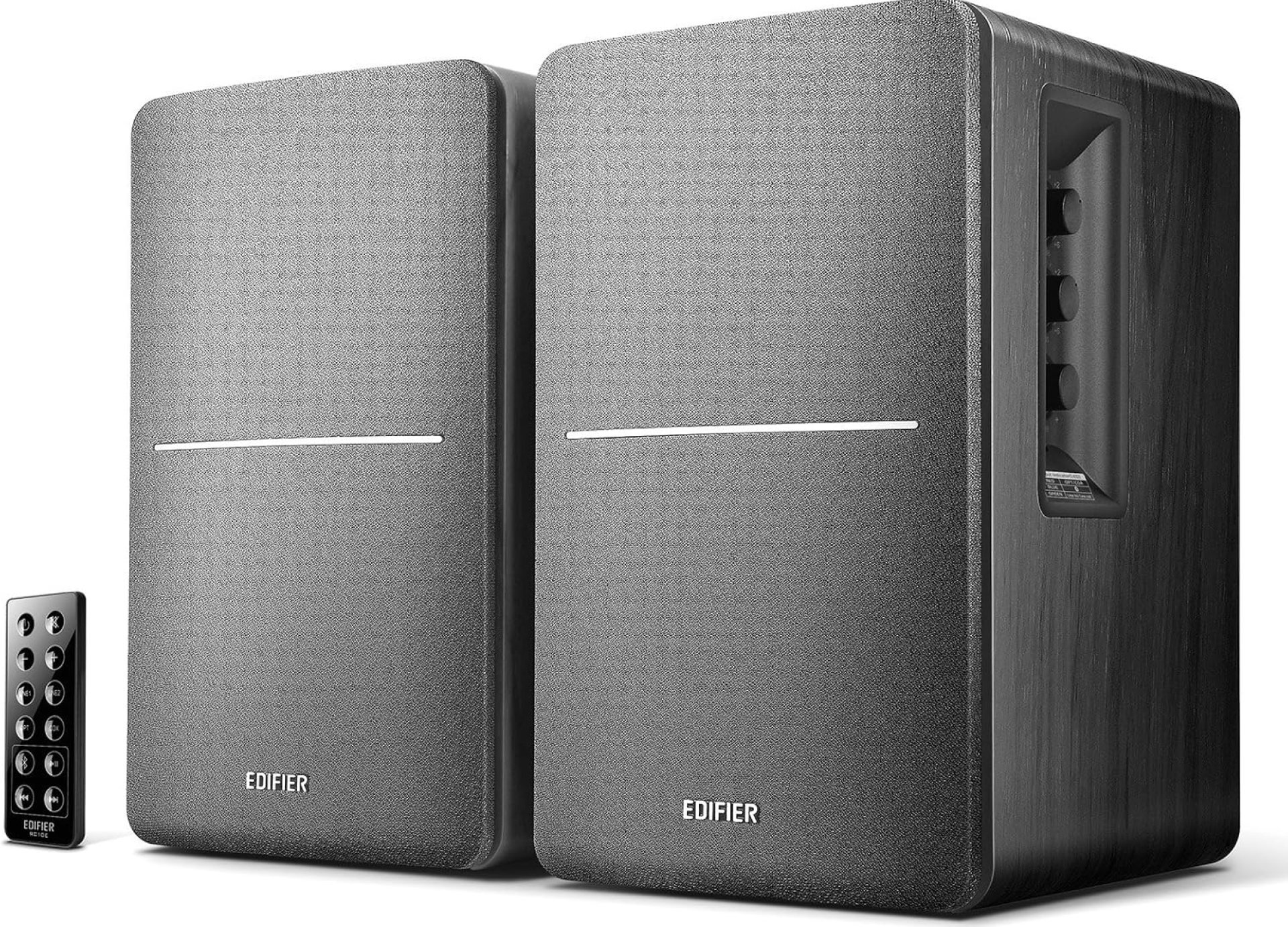 Edifier R1280DB Powered Bluetooth Bookshelf Speakers – Optical Input – Wireless Studio Monitors – 4 Inch Near Field Speaker – 42W RMS – Wood Grain (Black) Edifier R1280DB Powered Bluetooth Bookshelf Speakers – Optical Input – Wireless Studio Monitors – 4 Inch Near Field Speaker – 42W RMS – Wood Grain (Black)