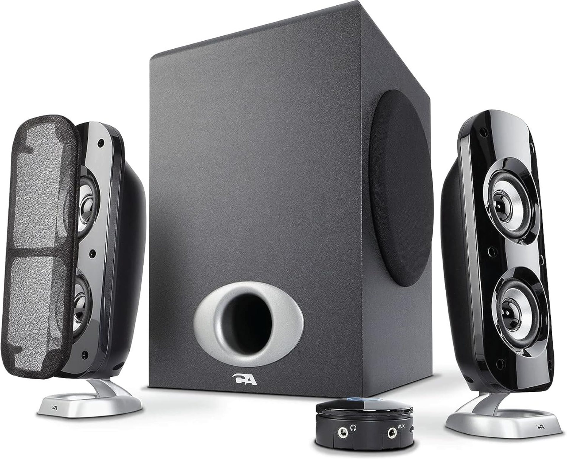 Cyber Acoustics CA-3810 2.1 Multimedia Speaker System with Subwoofer, 80 Watts Peak Power, Strong Bass, Perfect for Music, Movies, and Games Cyber Acoustics CA-3810 2.1 Multimedia Speaker System with Subwoofer, 80 Watts Peak Power, Strong Bass, Perfect for Music, Movies, and Games