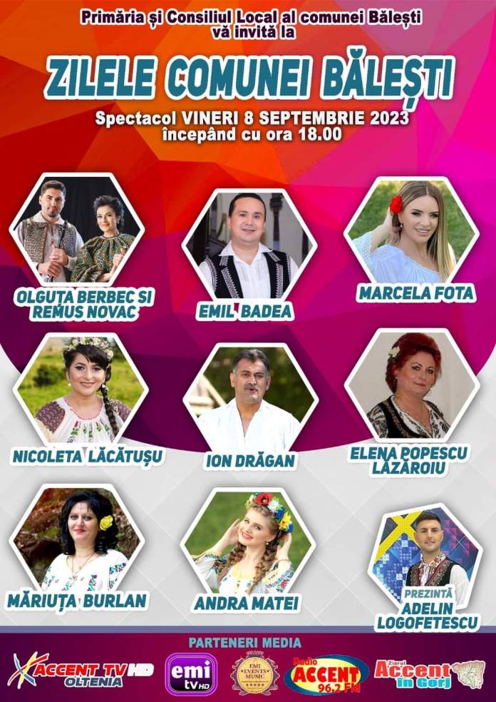 Vezi cine va concerta la Zilele Comunei Bălești! Vezi cine va concerta la Zilele Comunei Bălești!