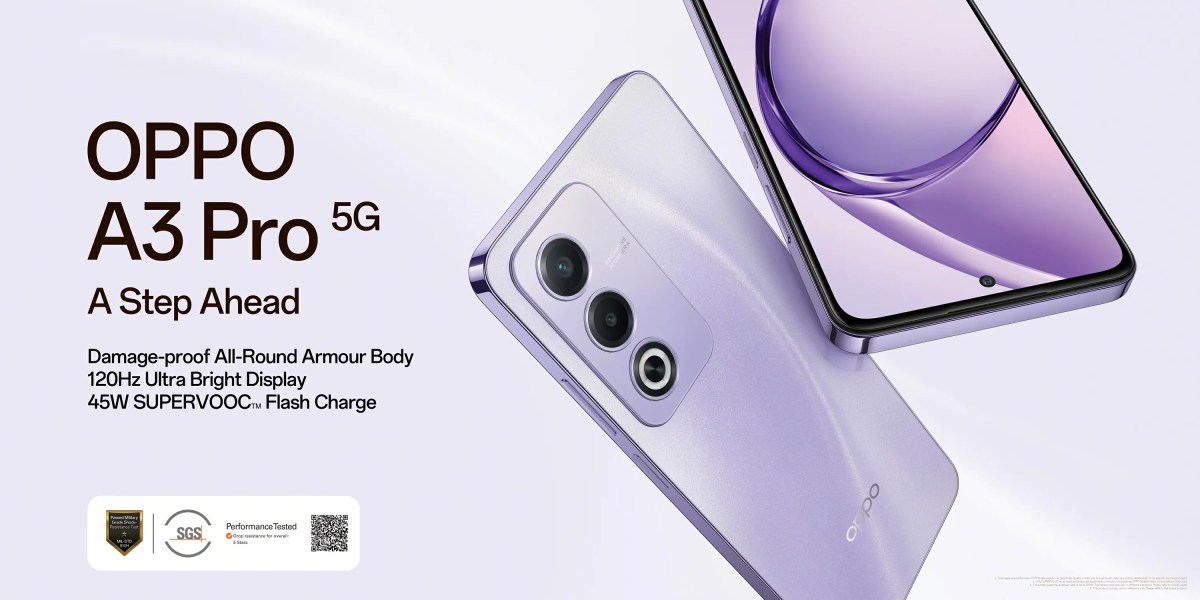 OPPO A3 Pro dengan Sertifikasi Standar Militer SGS Diluncurkan di India: Harga, Spesifikasi OPPO A3 Pro dengan Sertifikasi Standar Militer SGS Diluncurkan di India: Harga, Spesifikasi
