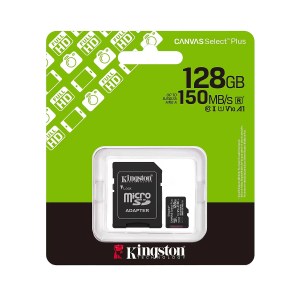 Tarjeta de Memoria KINGSTON Canvas Select Plus MicroSDXC 128GB Gen3 A1 150MB/s c/adaptador Tarjeta de Memoria KINGSTON Canvas Select Plus MicroSDXC 128GB Gen3 A1 150MB/s c/adaptador