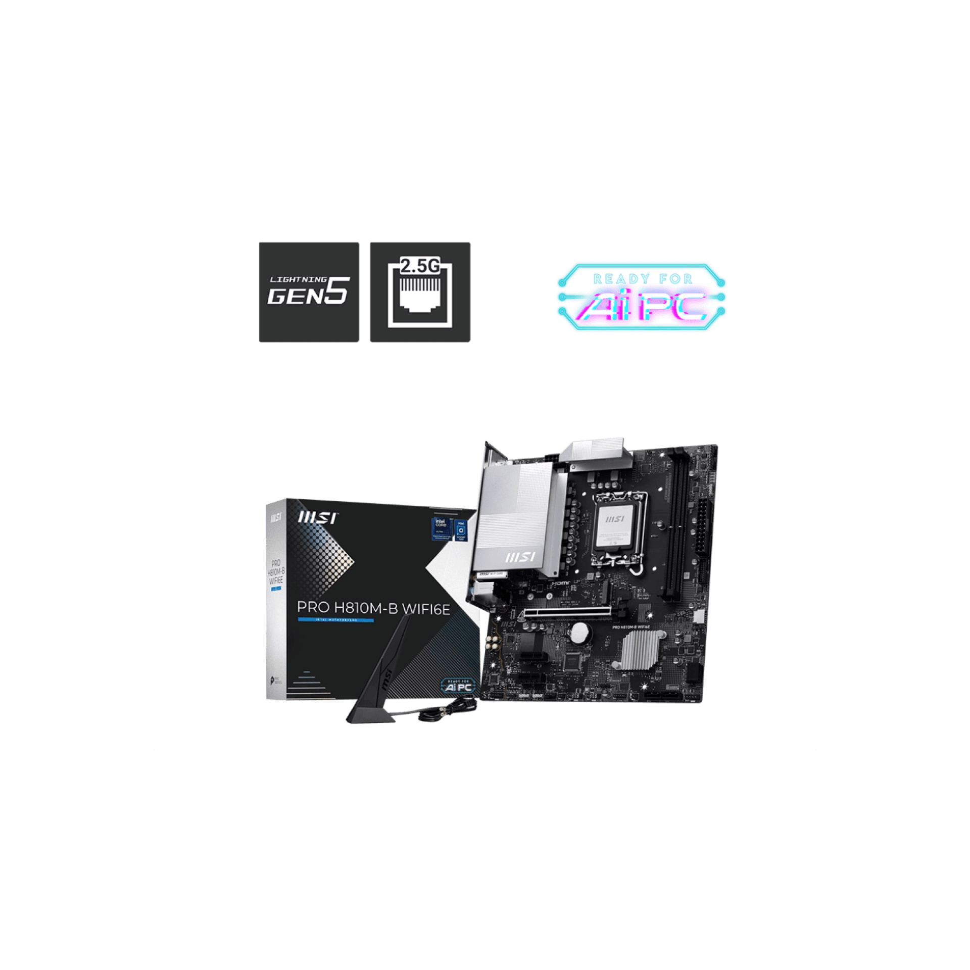 Motherboard MSI PRO H810M-B WIFI6E LGA 1851 DDR5 Motherboard MSI PRO H810M-B WIFI6E LGA 1851 DDR5