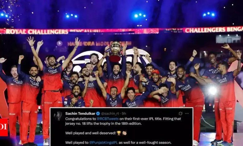 ‘Fitting the Jersey No 18 Lifts the Trophy’: Sachin Tendulkar congratulated RCB for IPL Triumph. Cricket news ‘Fitting the Jersey No 18 Lifts the Trophy’: Sachin Tendulkar congratulated RCB for IPL Triumph. Cricket news