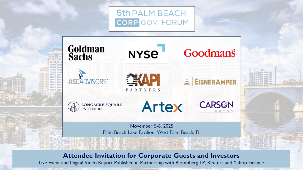 5th Palm Beach CorpGov Forum Nov 5-6 5th Palm Beach CorpGov Forum Nov 5-6