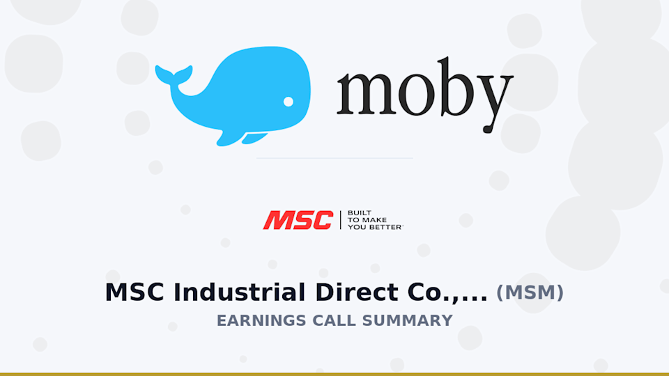 MSC Industrial Direct Co., Inc. Q2 2026 Earnings Call Summary MSC Industrial Direct Co., Inc. Q2 2026 Earnings Call Summary