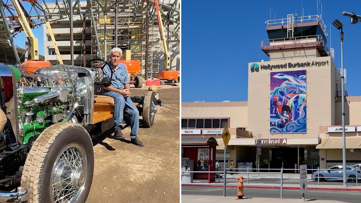 Jay Leno hops into a 1930 Duesenberg to help sell almost 0M in bonds to pay for Burbank airport terminal project Jay Leno hops into a 1930 Duesenberg to help sell almost 0M in bonds to pay for Burbank airport terminal project