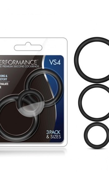 Blush Performance VS4 Pure Premium Silicone Cockring Set Black Blush Performance VS4 Pure Premium Silicone Cockring Set Black