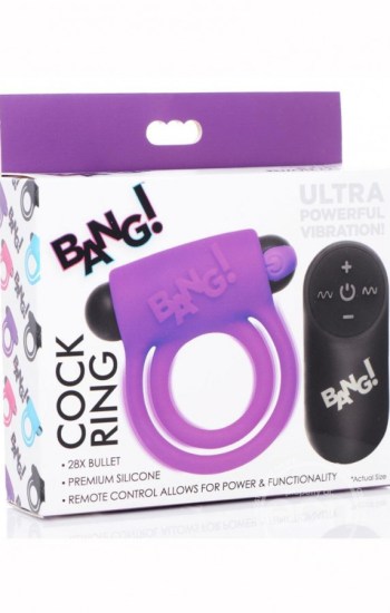 Bang! Silicone Rechargeable Cock Ring And Bullet With Remote Control Purple Bang! Silicone Rechargeable Cock Ring And Bullet With Remote Control Purple