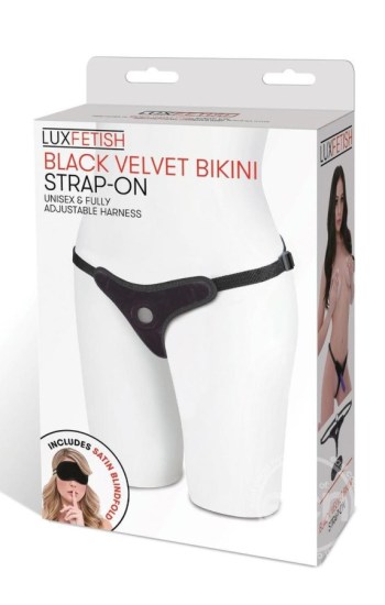 Lux Fetish Velvet Bikini Strap-On Adjustable – Black Lux Fetish Velvet Bikini Strap-On Adjustable – Black