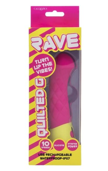 Rave Quilted G Rechargeable Silicone Vibrator – Pink/Yellow Rave Quilted G Rechargeable Silicone Vibrator – Pink/Yellow