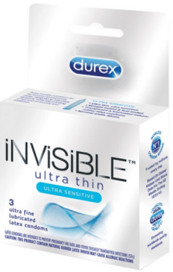 Condom Durex Invisible 3ct Condom Durex Invisible 3ct