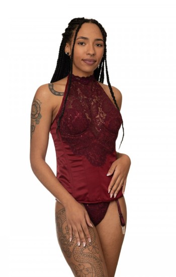 Sequin Lace and Satin Corset Sequin Lace and Satin Corset