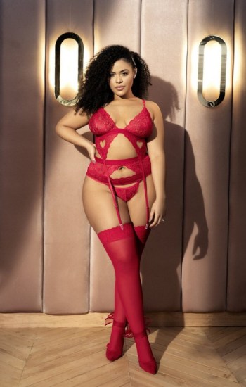 3pc Lace Bra Set with Heart Embroidery 3pc Lace Bra Set with Heart Embroidery