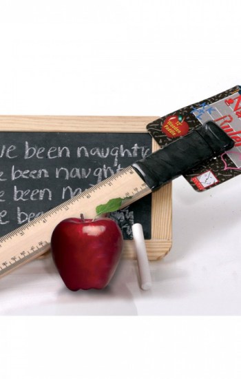 Naughty `Lil School Girl 12″ Ruler w/ Woven Leather Handle Naughty `Lil School Girl 12″ Ruler w/ Woven Leather Handle