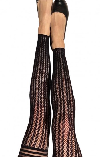 Lindsay Stripe Texture Weave Footless Thigh High Lindsay Stripe Texture Weave Footless Thigh High