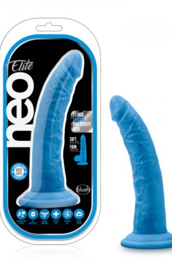Neo Elite 7.5in Silicone Dual Density Cock Neon Blue Neo Elite 7.5in Silicone Dual Density Cock Neon Blue