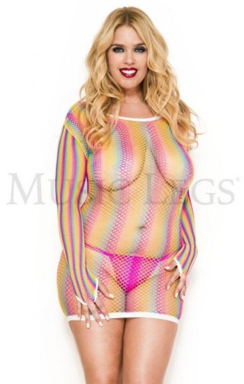Long Sleeve Rainbow Fishent Dress Long Sleeve Rainbow Fishent Dress