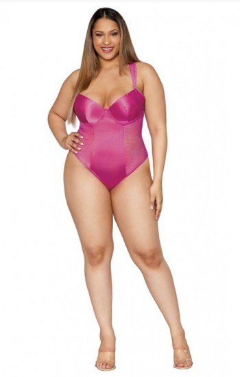 Stretch Satin and Hearts Pattern Mesh Teddy Stretch Satin and Hearts Pattern Mesh Teddy
