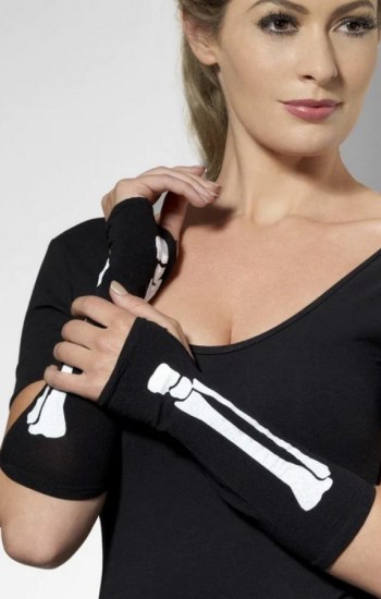 Fingerless Skeleton Print Gloves Fingerless Skeleton Print Gloves