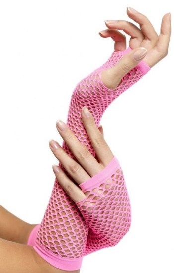 Long Fishnet Gloves Pink Long Fishnet Gloves Pink