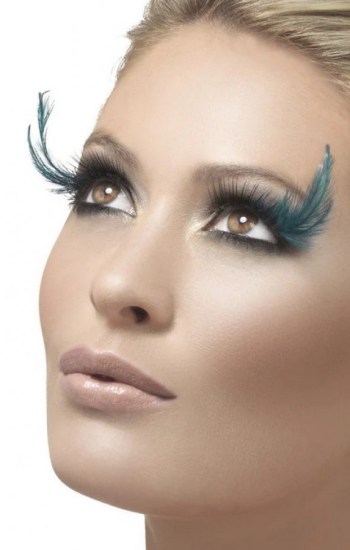 Black & Green Eyelashes with Feather Plume Black & Green Eyelashes with Feather Plume