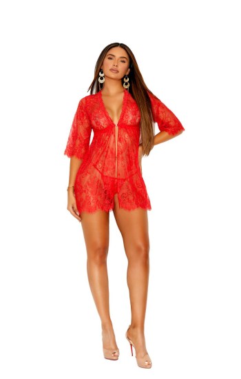 Eyelash Lace Babydoll With Front Clip Closure Eyelash Lace Babydoll With Front Clip Closure