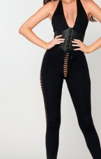 Opaque Knitted Halter Catsuit Bodystocking Opaque Knitted Halter Catsuit Bodystocking