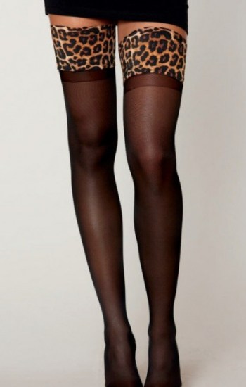 Sheer Stay Up Thigh High with Leopard Print Top Sheer Stay Up Thigh High with Leopard Print Top