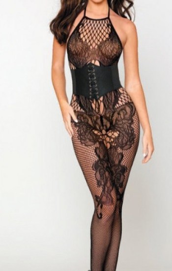 Seamless Baroque Lace and Fishnet Bodystocking Seamless Baroque Lace and Fishnet Bodystocking