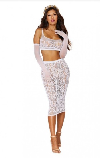 Seamless Sheer Lace Bralette and Slip Skirt Seamless Sheer Lace Bralette and Slip Skirt