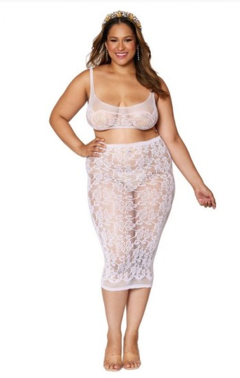 Seamless Sheer Lace Bralette and Slip Skirt Seamless Sheer Lace Bralette and Slip Skirt