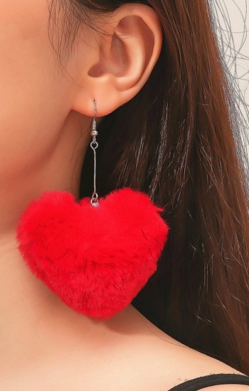 Fuzzy Heart Drop Earrings Fuzzy Heart Drop Earrings