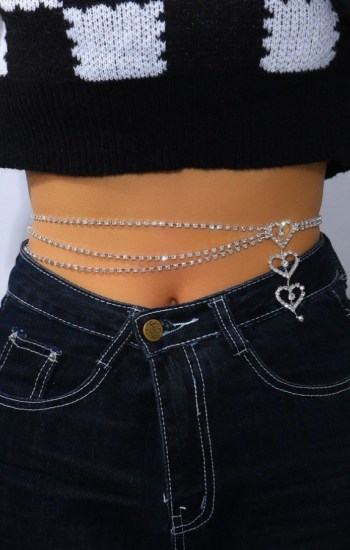 Rhinestone Heart Decor Waist Chain Rhinestone Heart Decor Waist Chain