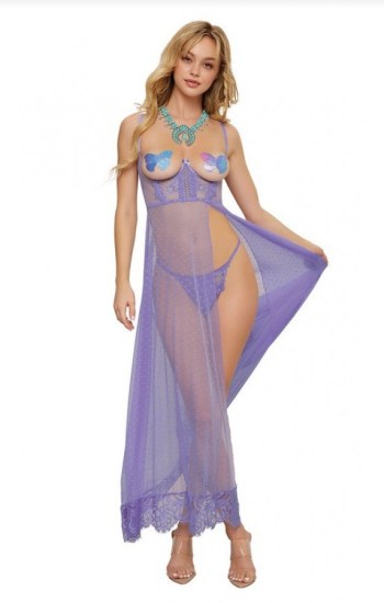 Open Cup Bustier Gown with Lace Details Open Cup Bustier Gown with Lace Details