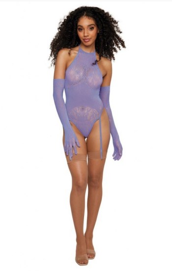 Seamless Garter Teddy with Matching Glove Set Seamless Garter Teddy with Matching Glove Set