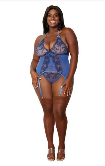 Floral Embroidery and Mesh Bustier Floral Embroidery and Mesh Bustier