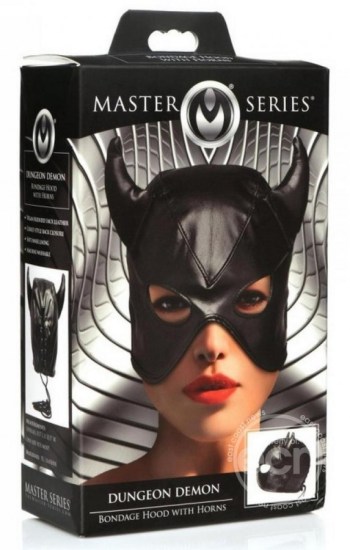 Master Series Dungeon Demon Bondage Hood with Horns – Black Master Series Dungeon Demon Bondage Hood with Horns – Black