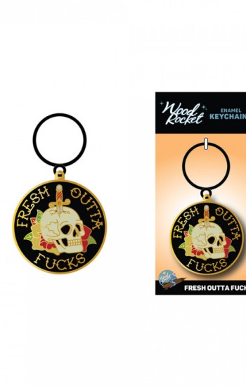 Wood Rocket Fresh Outta Fucks Skull Keychain Wood Rocket Fresh Outta Fucks Skull Keychain