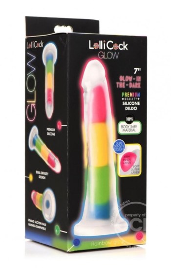 Lollicock Glow in the Dark Rainbow Silicone Dildo 7in Lollicock Glow in the Dark Rainbow Silicone Dildo 7in