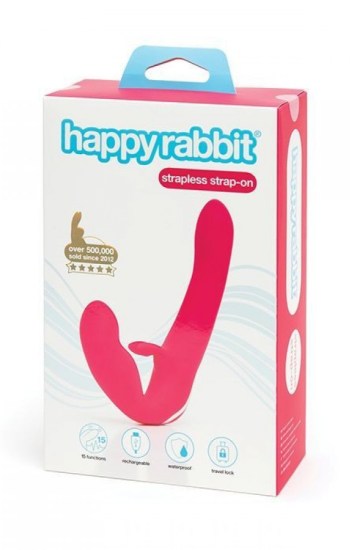 Happy Rabbit Strapless Strap on Rabbit Vibe – Pink Happy Rabbit Strapless Strap on Rabbit Vibe – Pink