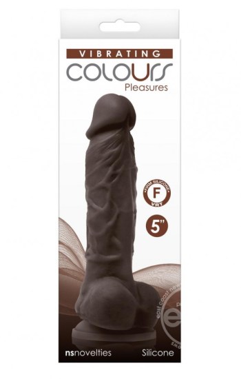 Colours Pleasures Silicone Vibrating Dildo with Balls 5in – Chocolate Colours Pleasures Silicone Vibrating Dildo with Balls 5in – Chocolate